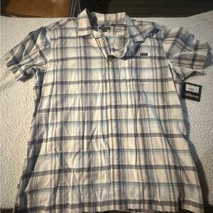 Eddie Bauer Light Blue and White Plaid Shirt